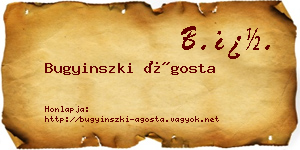 Bugyinszki Ágosta névjegykártya
